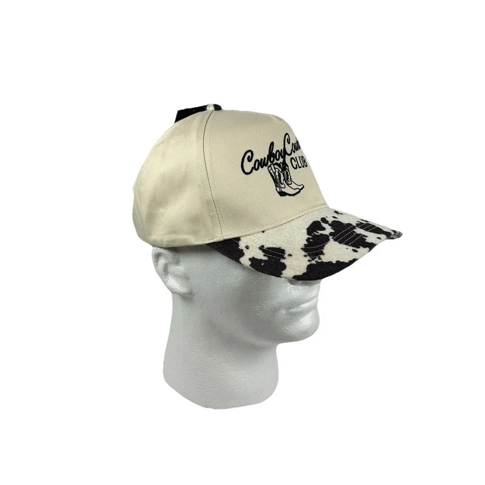 David and Young Cowgirl Country Club Hat Cow Print Brim Western Style
